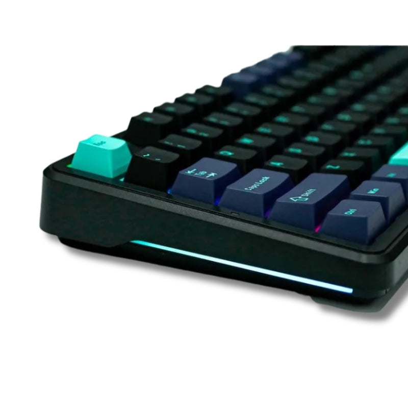 Teclado Mecânico Aula F87 Preto Azul Sem Fio Abnt2