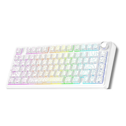 Teclado Mecânico Aula F75 Branco Contorno Sem Fio Inglês Us