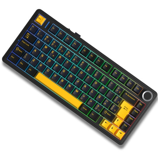 Teclado Mecânico Aula F75 Preto Laranja Sem Fio Abnt2