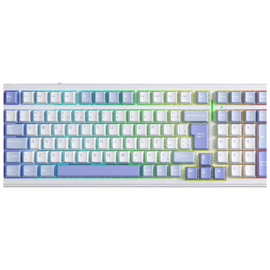 Teclado Mecânico Aula F99 Branco Roxo Sem Fio Abnt2