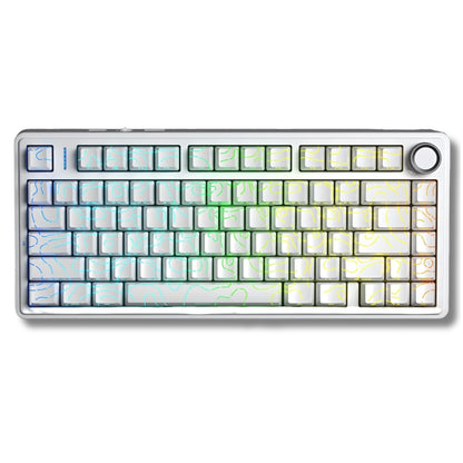 Teclado Mecânico Aula F75 Branco Contorno Sem Fio Inglês Us
