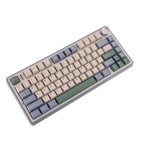 Teclado Mecânico Aula F75 Bege Verde Sem Fio Inglês Us