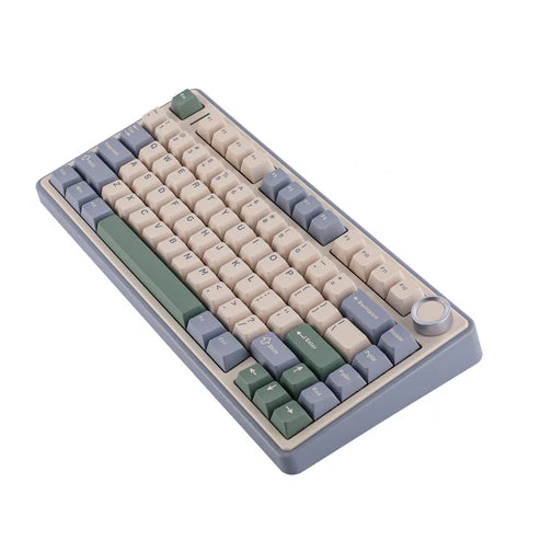 Teclado Mecânico Aula F75 Bege Verde Sem Fio Inglês Us