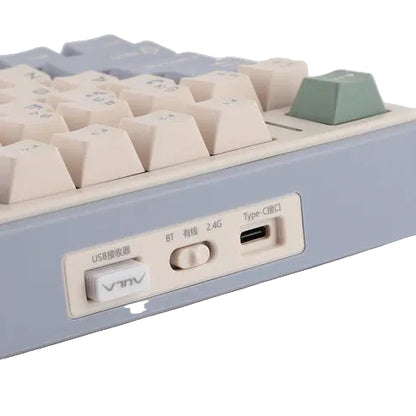Teclado Mecânico Aula F75 Bege Verde Sem Fio Inglês Us