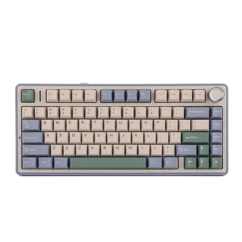 Teclado Mecânico Aula F75 Bege Verde Sem Fio Inglês Us