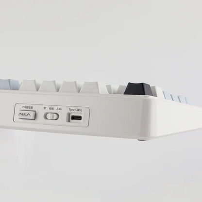 Teclado Mecânico Aula F75 Branco Azul Sem Fio Abnt2