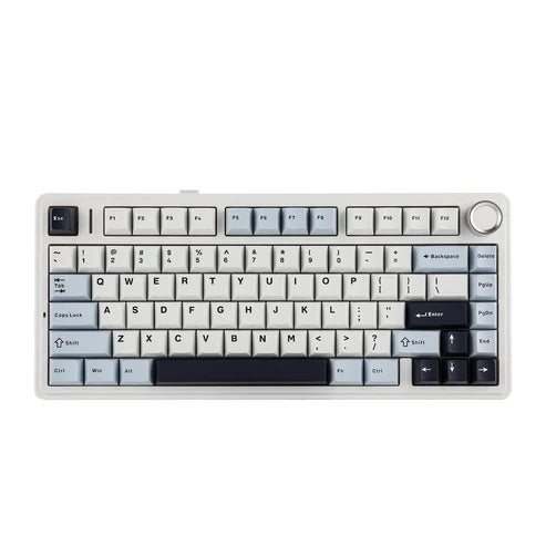 Teclado Mecânico Aula F75 Azul Preto Sem Fio Inglês Us