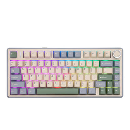 Teclado Mecânico Aula F75 Bege Verde Sem Fio Inglês Us