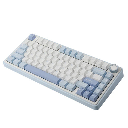 Teclado Mecânico Aula F75 Azul Claro Sem Fio Inglês Us
