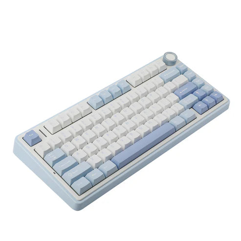 Teclado Mecânico Aula F75 Azul Claro Sem Fio Inglês Us
