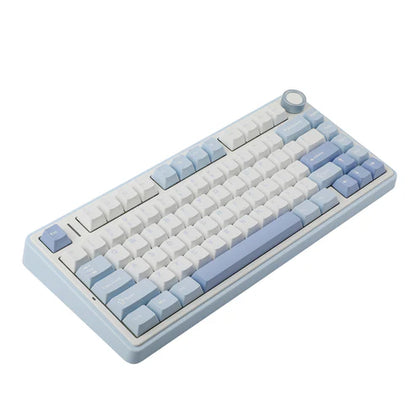 Teclado Mecânico Aula F75 Azul Claro Sem Fio Inglês Us