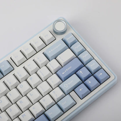 Teclado Mecânico Aula F75 Azul Claro Sem Fio Inglês Us
