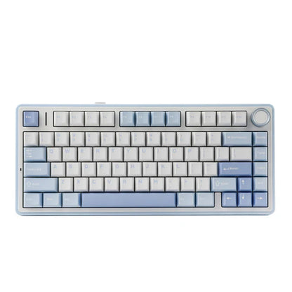 Teclado Mecânico Aula F75 Azul Claro Sem Fio Inglês Us