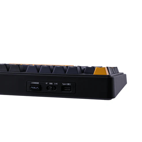 Teclado Mecânico Aula F75 Preto Laranja Sem Fio Abnt2