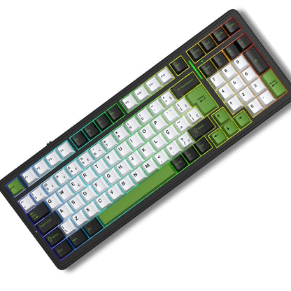 Teclado Mecânico Aula F99 Preto Verde Sem Fio Abnt2
