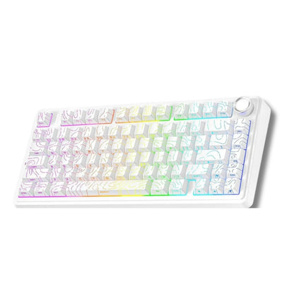 Teclado Mecânico Aula F75 Branco Contorno Sem Fio Inglês Us
