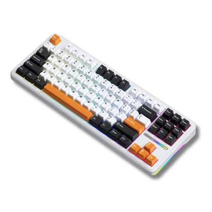 Teclado Mecânico Aula F87 Branco Laranja Sem Fio Inglês Us