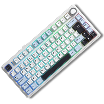 Teclado Mecânico Aula F75 Branco Azul Sem Fio Abnt2