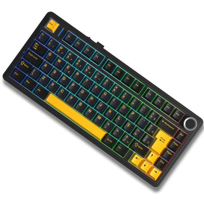 Teclado Mecânico Aula F75 Preto Laranja Sem Fio Abnt2