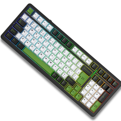 Teclado Mecânico Aula F99 Preto Verde Sem Fio Abnt2