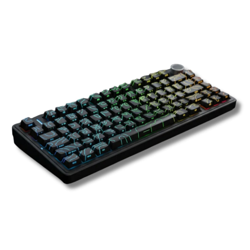 Teclado Mecânico Aula F75 Preto Contorno Sem Fio Inglês Us