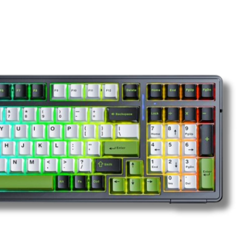 Teclado Mecânico Aula F99 Preto Verde Sem Fio Inglês Internacional