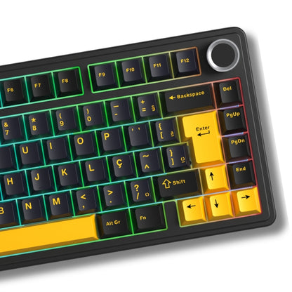 Teclado Mecânico Aula F75 Preto Laranja Sem Fio Abnt2
