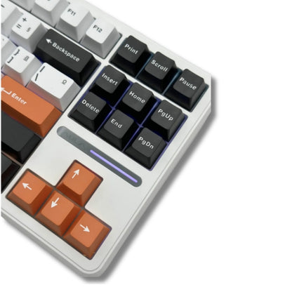 Teclado Mecânico Aula F87 Branco Laranja Sem Fio Inglês Us