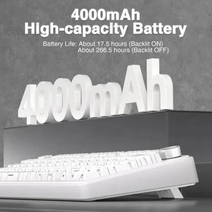 Teclado Mecânico Aula F75 Branco Contorno Sem Fio Inglês Us