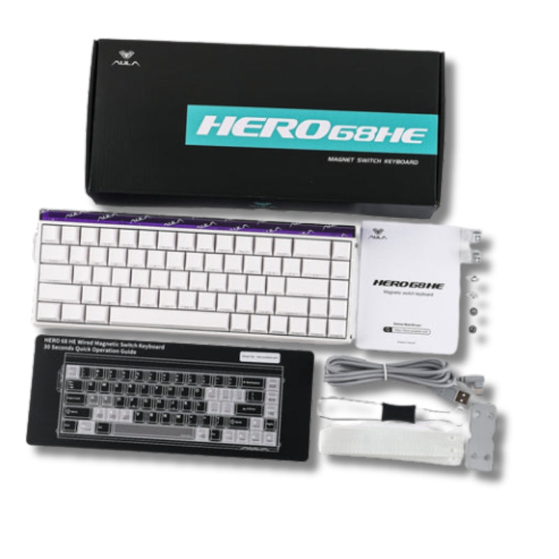 Teclado Magnético Aula Hero68 HE 8k 0.01mm Rapid Trigger Branco Inglês Us