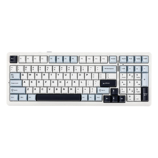 Teclado Mecânico Aula F99 Branco Azul Sem Fio Inglês Us