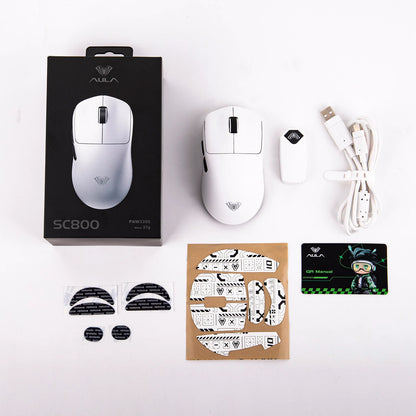 Mouse Gamer Aula SC800 Sem Fio 8k Tri-mode 37g Branco