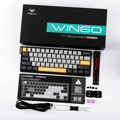 Teclado Magnético Aula Win60he Switch Wing Chun Magnetic Preto Amarelo Inglês Us