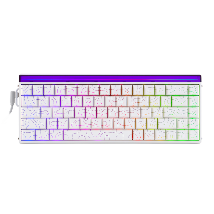 Teclado Magnético Aula Hero68 HE 8k 0.01mm Rapid Trigger Branco Listrado Inglês Us