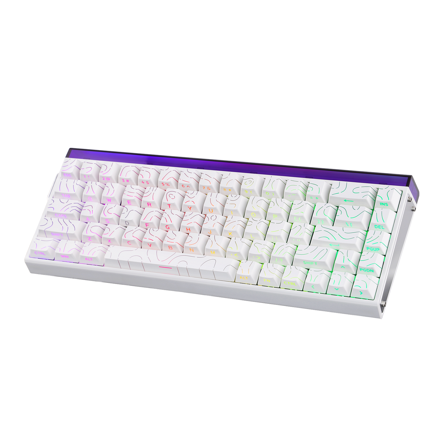 Teclado Magnético Aula Hero68 HE 8k 0.01mm Rapid Trigger Branco Listrado Inglês Us