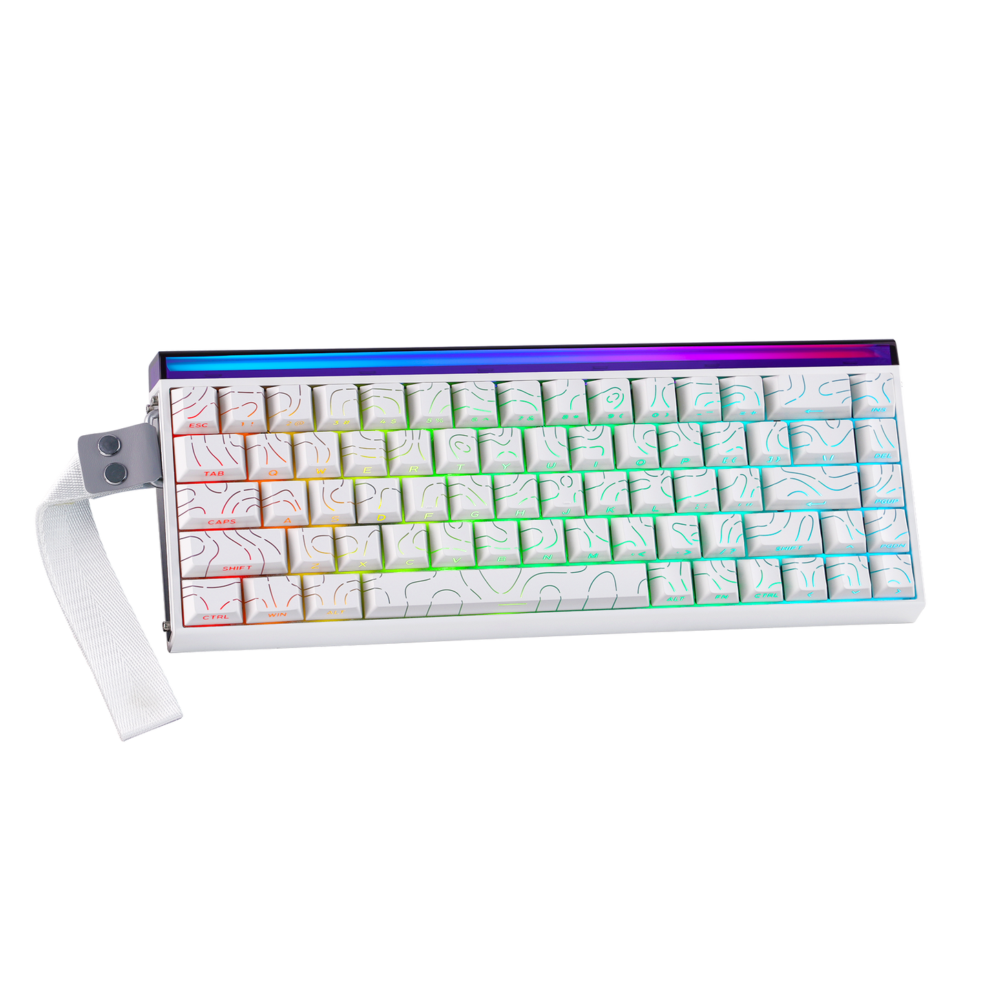 Teclado Magnético Aula Hero68 HE 8k 0.01mm Rapid Trigger Branco Listrado Inglês Us