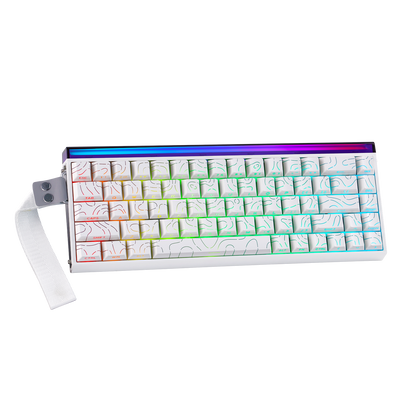 Teclado Magnético Aula Hero68 HE 8k 0.01mm Rapid Trigger Branco Listrado Inglês Us