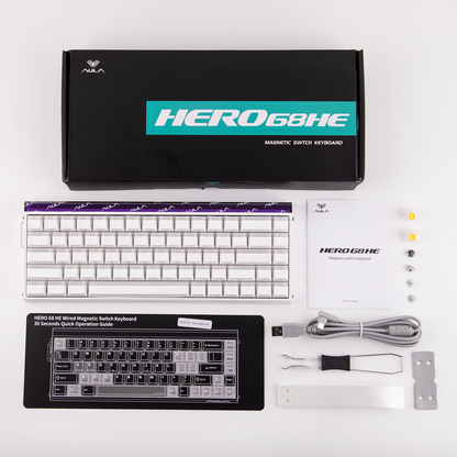 Teclado Magnético Aula Hero68 HE 8k 0.01mm Rapid Trigger Branco LightHouse Inglês Us