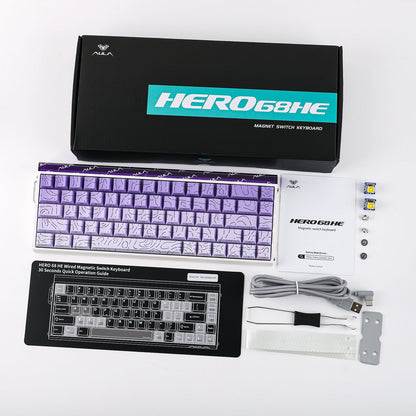 Teclado Magnético Aula Hero68 HE 8k 0.01mm Rapid Trigger Roxo Inglês Us