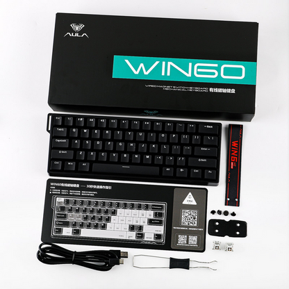 Teclado Magnético Aula Win60he Idioma Inglês Us Switch Gray Wood Magnetic Preto