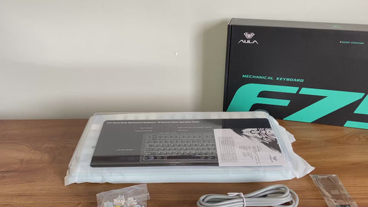 Teclado Mecânico Aula F75 Azul Claro Sem Fio Inglês Us