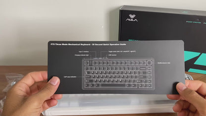 Teclado Mecânico Aula F75 Azul Preto Sem Fio Inglês Us
