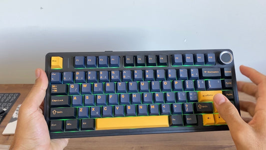 Teclado Mecânico Aula F75 Preto Laranja Sem Fio Inglês Us